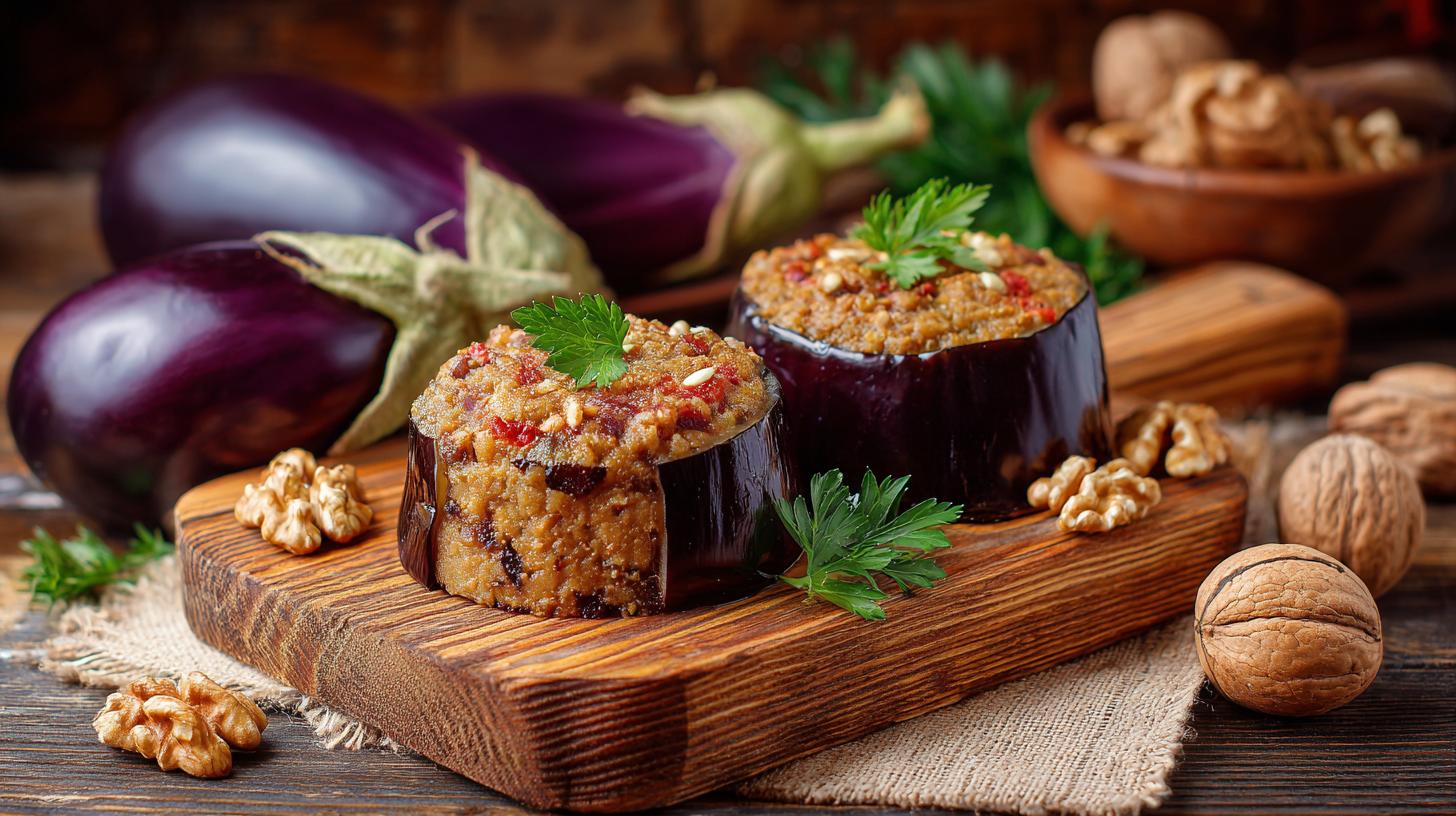Aubergines à la pâte de noix : entrée géorgienne traditionnelle. Les aubergines : ingrédient phare de nombreux plats géorgiens