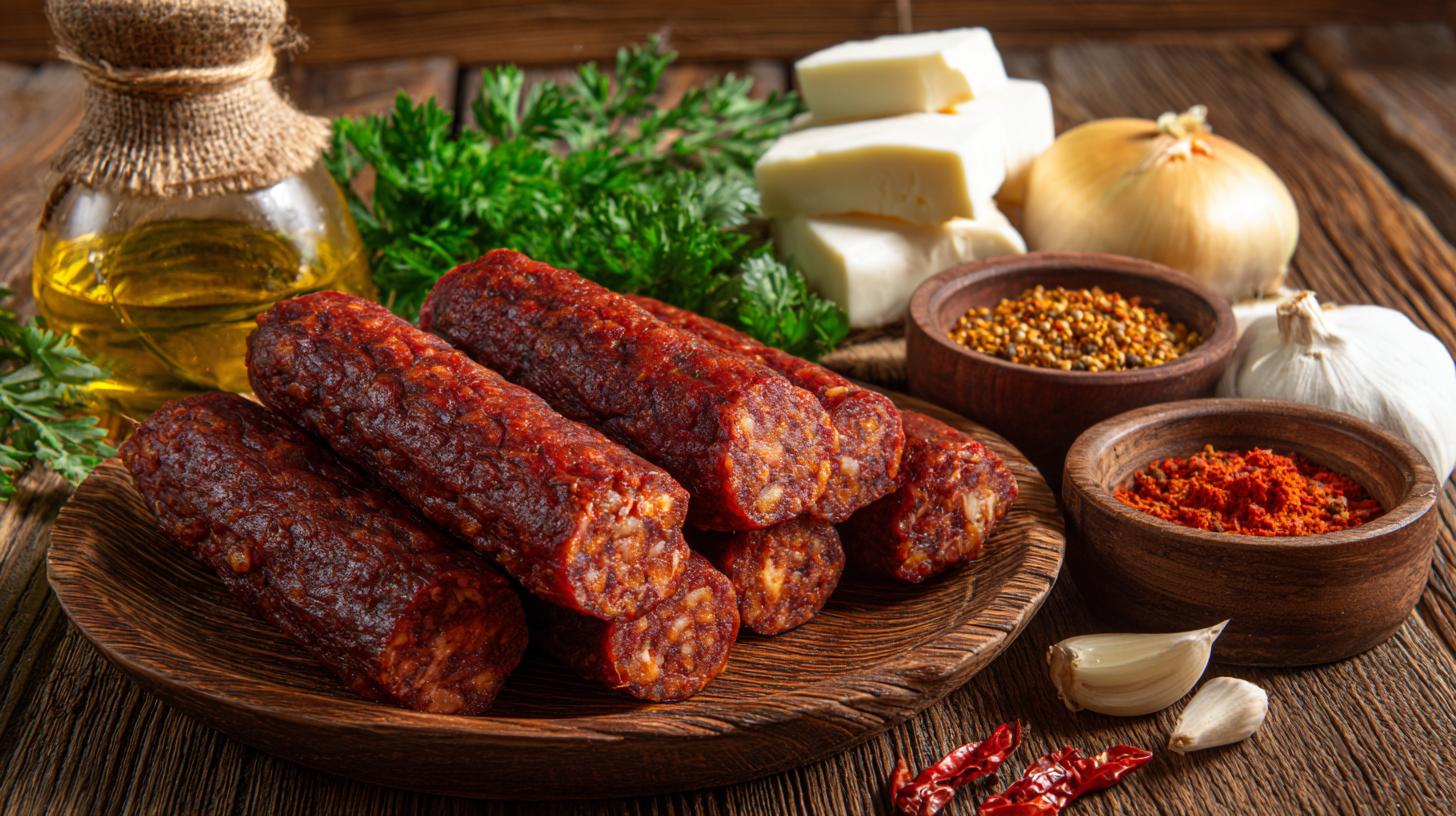 Kupati : saucisses géorgiennes maison épicées. Ingrédients typiques des kupati