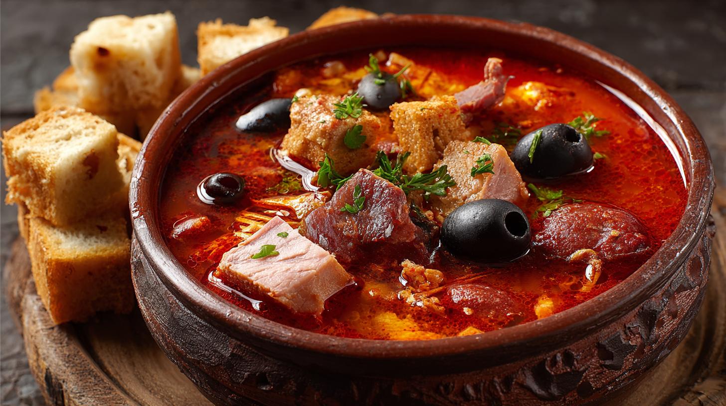Solyanka géorgienne : soupe épicée aux viandes fumées et olives. Origines et contexte culturel de la solianka géorgienne