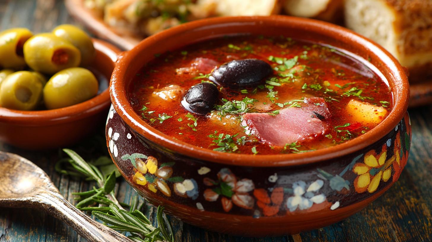 Solyanka géorgienne : soupe épicée aux viandes fumées et olives. La solianka géorgienne dans le monde culinaire actuel