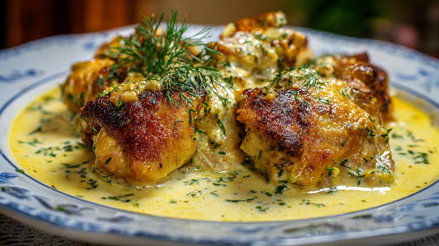 Chkmeruli : poulet à la crème et à l’ail. Variantes et adaptations modernes du chkmeruli
