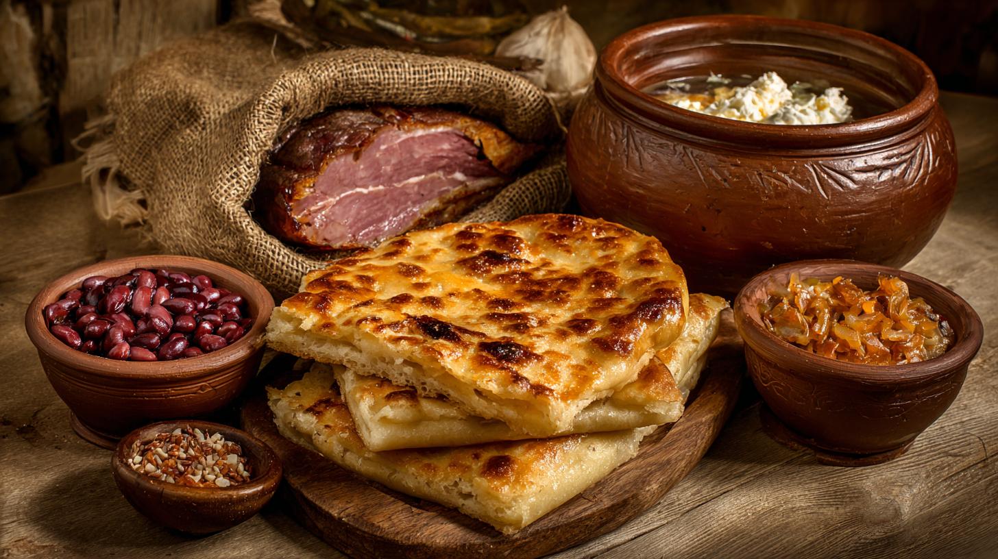 Lobiani de Racha : pain aux haricots et viande fumée. Tableau Comparatif des Ingrédients du Lobiani Classique et du Lobiani de Racha