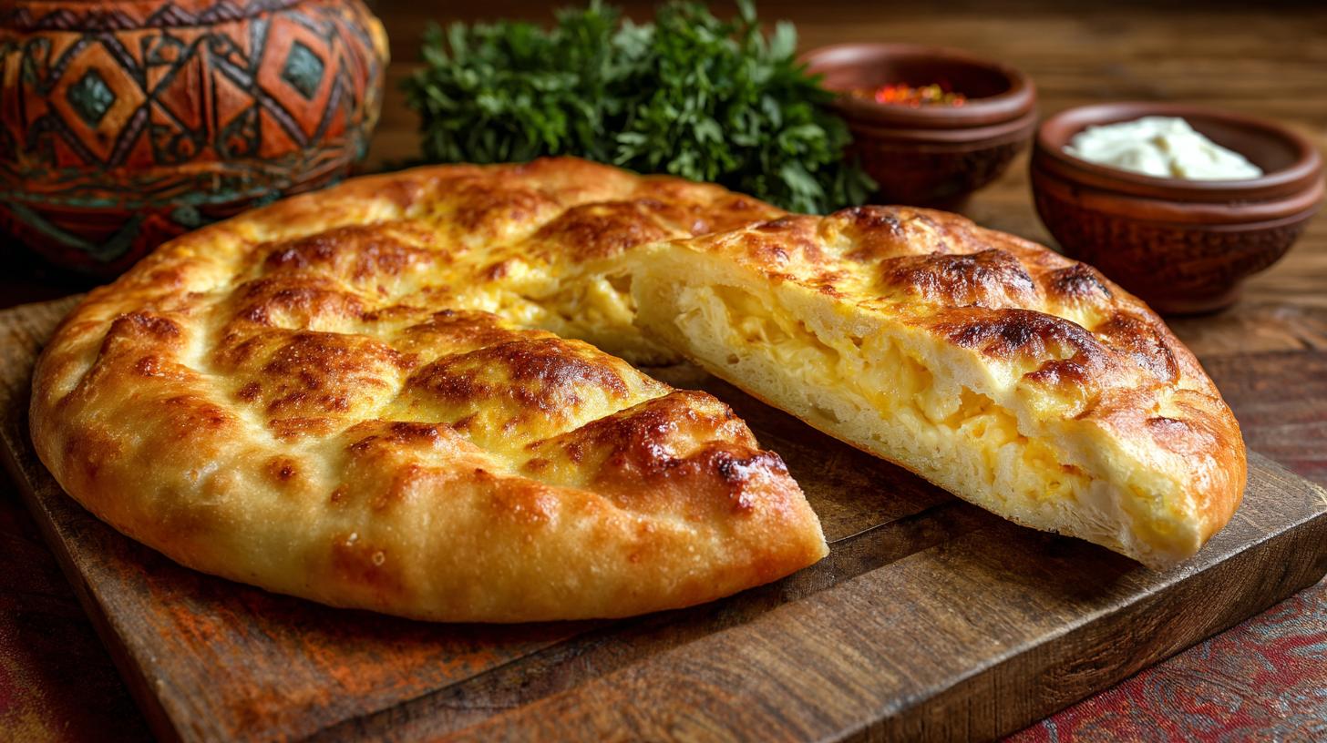 Megrelian Khachapuri Recipe with Sulguni Cheese. Nutrition and Dietary Aspects of Megrelian Khachapuri