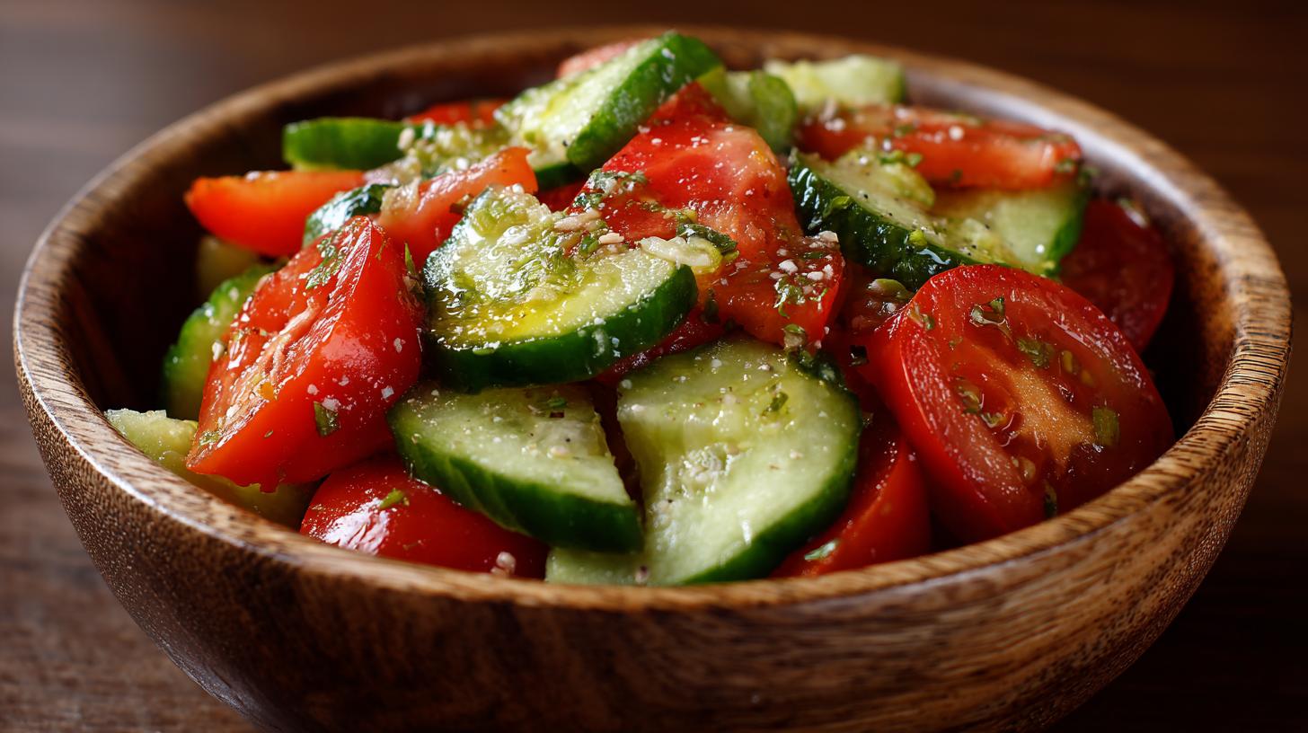 Fresh Tomato and Cucumber Salad with Svanetian Salt. The Essentials of Fresh Tomato and Cucumber Salad