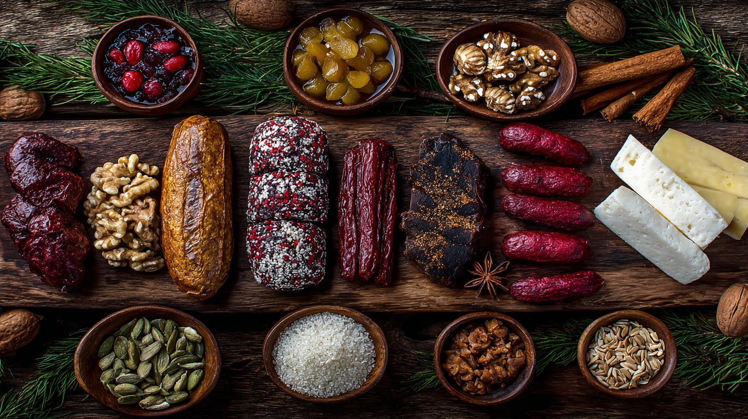 Key Dishes for a Traditional Georgian Feast. Churchkhela and Other Traditional Sweets Key Dishes for a Traditional Georgian Feast. Churchkhela and Other Traditional Sweets
