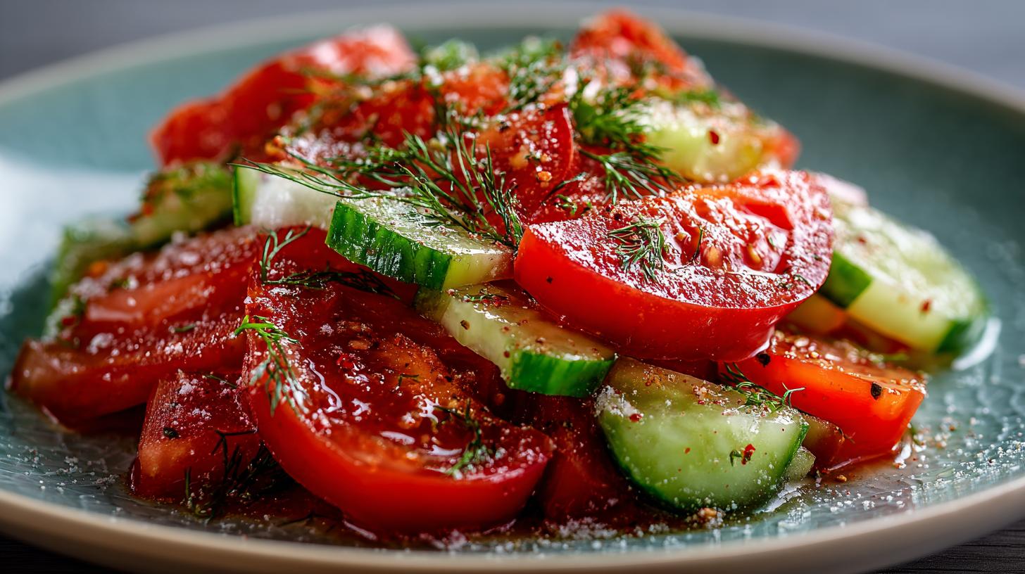 Fresh Tomato and Cucumber Salad with Svanetian Salt. The Role of Svanetian Salt in Balancing Flavors